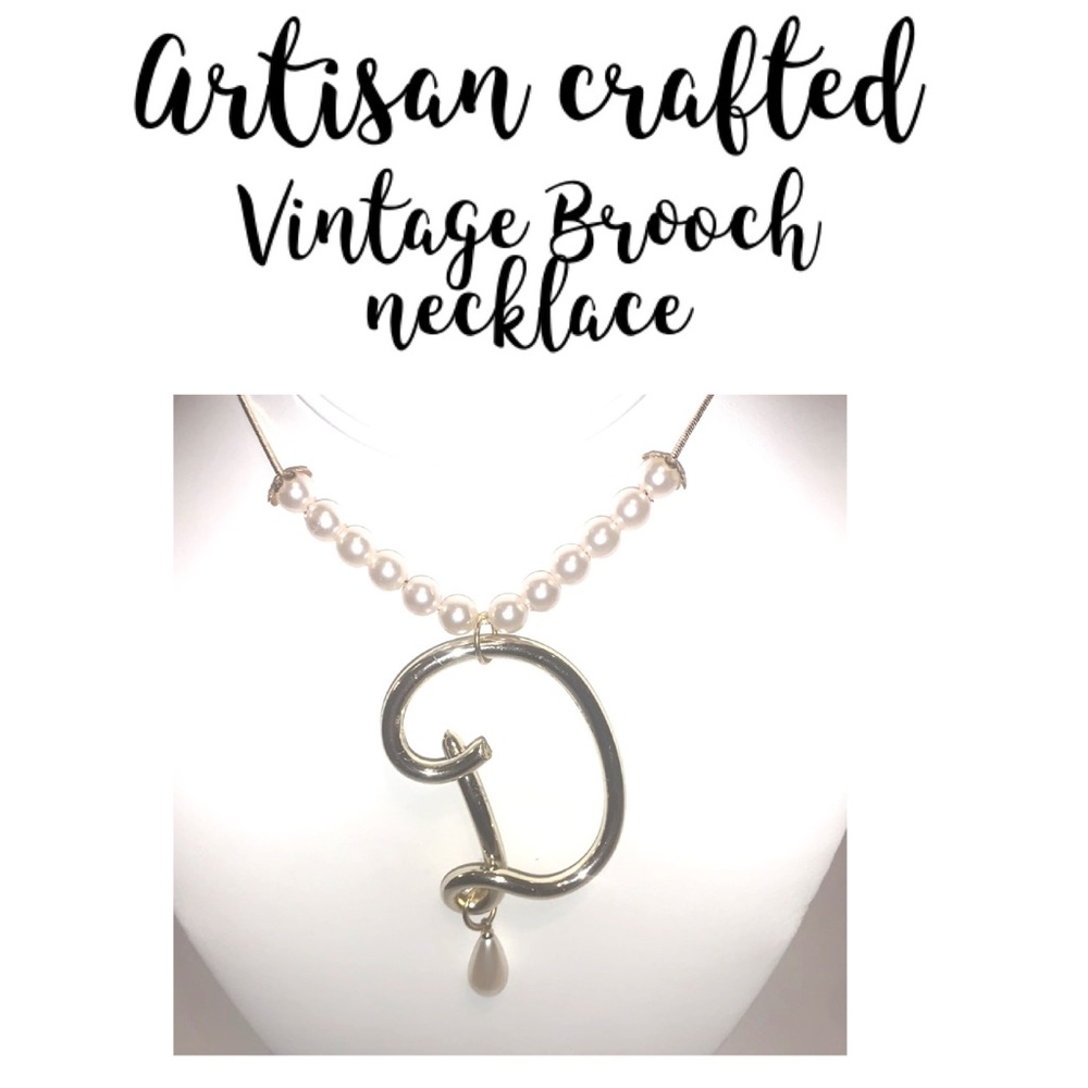 HUGE D ❤️Vintage❤️brooch repurposed ~ cool ‘Tudors’ inspired statement necklace